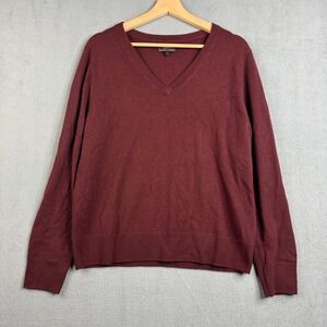 Quince Mongolian Cashmere V-Neck Sweater Burgundy Dark Red Men's Large‎ Long sl